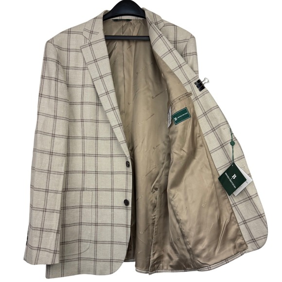 Brooks Brothers Other - NEW Brooks Brothers Mens 42L LINEN Blend Blazer Coat Jacket Beige Unstructured